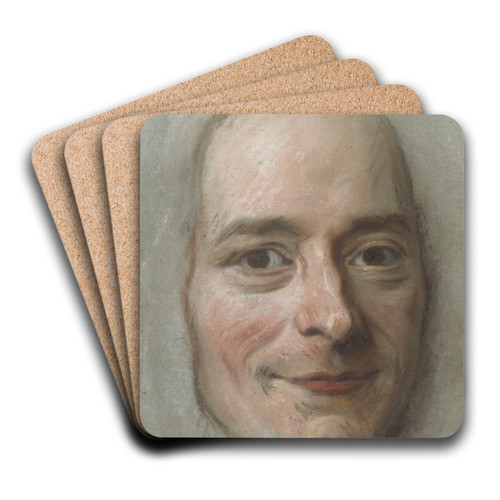 Portrait of Voltaire by Maurice-Quentin de La Tour Art Drink Coaster set Portrait of Voltaire by Maurice-Quentin de La Tour Art Drink Coaster set