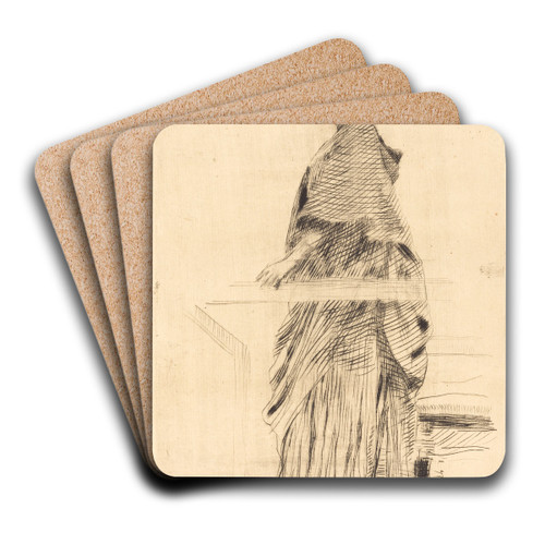Woman in a Cape (La femme  la plerine) II by Albert Besnard Art Drink Coaster set Woman in a Cape (La femme  la plerine) II by Albert Besnard Art Drink Coaster set