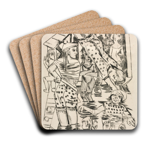 Women's Bath by Max Beckmann Art Drink Coaster set