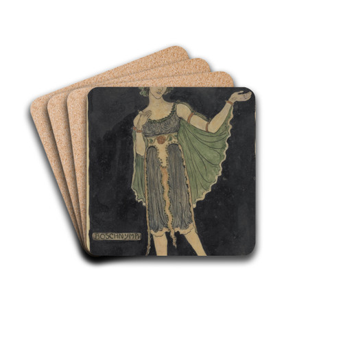 Ontwerp voor kostuum voor Boschnymph by Richard Nicolas Roland Holst Drink Coasters - set of 4 Ontwerp voor kostuum voor Boschnymph by Richard Nicolas Roland Holst Drink Coasters - set of 4