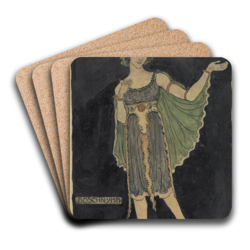 Ontwerp voor kostuum voor Boschnymph by Richard Nicolas Roland Holst Art Drink Coaster set Ontwerp voor kostuum voor Boschnymph by Richard Nicolas Roland Holst Art Drink Coaster set