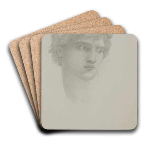 Study for head of Perseus in the rock of doom by Sir Edward Coley Burne-Jones Art Drink Coaster set