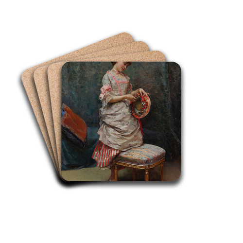 Aline Holding a Hat by Raimundo de Madrazo y Garreta Drink Coasters - set of 4
