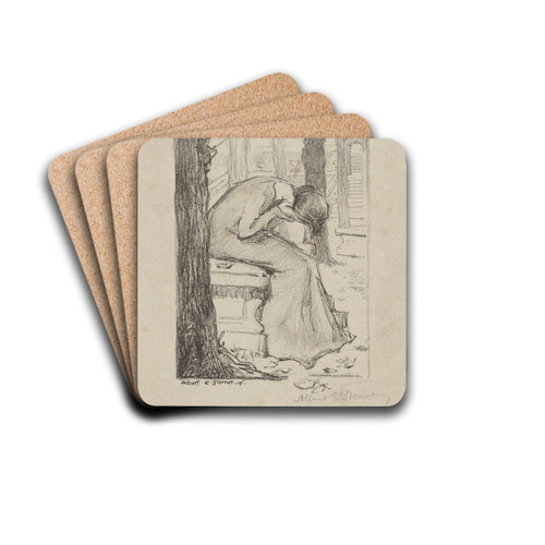 Young woman bending forward by Albert Sterner Drink Coasters - set of 4 Young woman bending forward by Albert Sterner Drink Coasters - set of 4