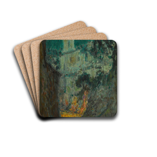 La rue au Clair de Lune, Villefranche-sur-mer by Henri Le Sidaner Drink Coasters - set of 4 La rue au Clair de Lune, Villefranche-sur-mer by Henri Le Sidaner Drink Coasters - set of 4