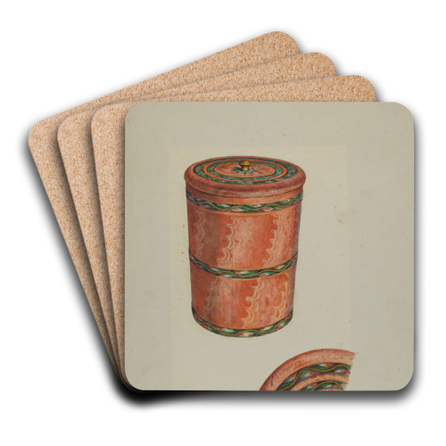 Pa. German Sugar Tub by Ethelbert Brown Art Drink Coaster set Pa. German Sugar Tub by Ethelbert Brown Art Drink Coaster set