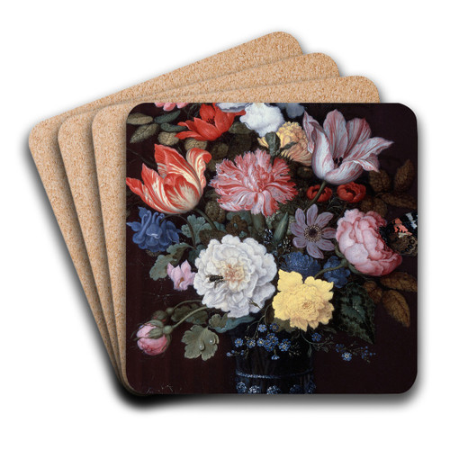 Floral Still Life with Shells by Balthasar van der Ast Art Drink Coaster set