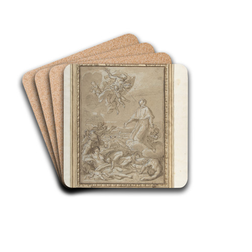 Saint Rosalia Interceding for Victims of the Plague in Palestrina by Carlo Maratti Drink Coasters - set of 4