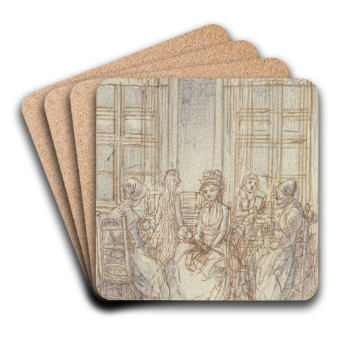 In the middle of a room by Daniel Nikolaus Chodowiecki Art Drink Coaster set In the middle of a room by Daniel Nikolaus Chodowiecki Art Drink Coaster set