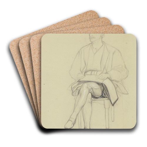 Sitzender Hartmut aus 'Ritter Hartmut von Kronberg bei dem Reformator Oecolampadius in Basel' by Victor Mller Art Drink Coaster set