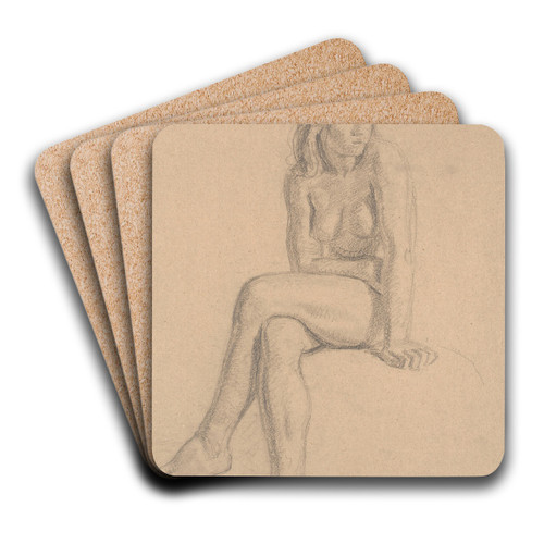 Siddende Eva by Joakim Skovgaard Art Drink Coaster set