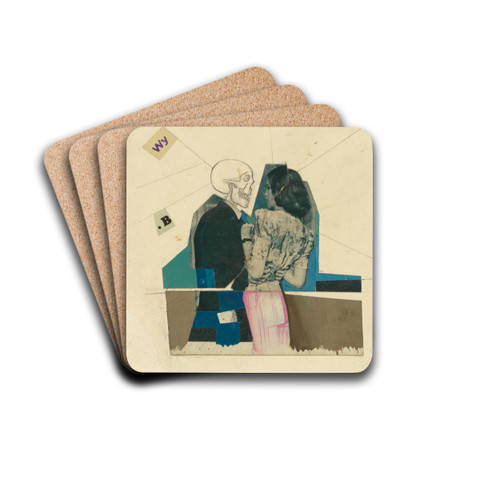 Ohne Titel (junge Frau und Tod) by Karl Wiener Drink Coasters - set of 4 Ohne Titel (junge Frau und Tod) by Karl Wiener Drink Coasters - set of 4