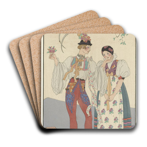 Le Coq du Village by George Barbier Art Drink Coaster set
