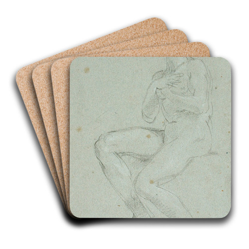 Nude Woman Seated with Arms Crossed by Carlo Maratti Art Drink Coaster set