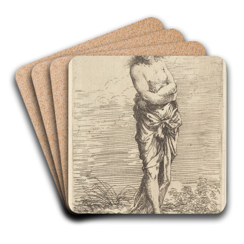 Semi-nude, Walking Toward the Right by Salvator Rosa Art Drink Coaster set