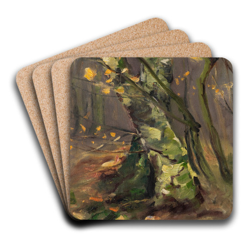 Waldinneres  Birkenstmme im Herbststurm by Karl Hagemeister Art Drink Coaster set