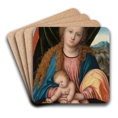 Virgin and Child by Lucas Cranach the Elder Art Drink Coaster set