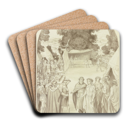 Irmela's betrothal by Wilhelm Steinhausen Art Drink Coaster set