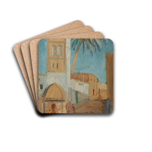 Scene at a Fountain in a Moroccan Place by Ernst Schiess Drink Coasters - set of 4 Scene at a Fountain in a Moroccan Place by Ernst Schiess Drink Coasters - set of 4