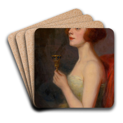 Woman with a Goblet by udovt Pitthordt Art Drink Coaster set