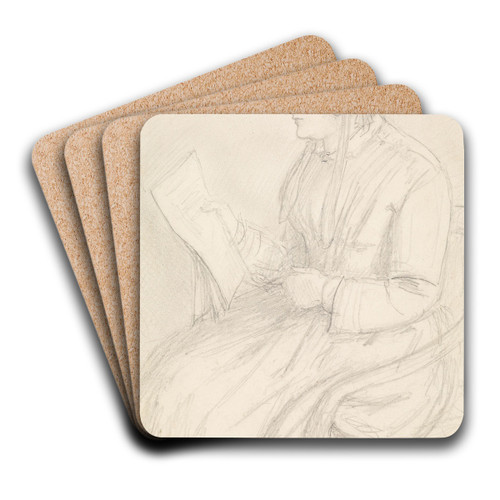 Portrait of Frances Rossetti, the Artist's Mother by Dante Gabriel Rossetti Art Drink Coaster set