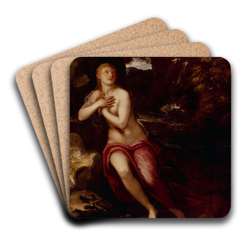 The Magdalene in the Wilderness by Jacopo Tintoretto Art Drink Coaster set