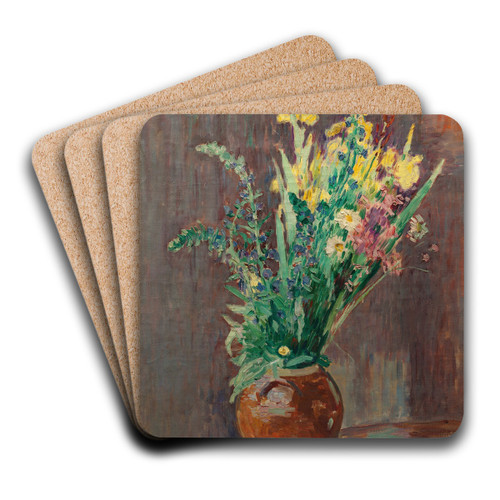 Gerbe de fleurs dans un pot by Henri Lebasque Art Drink Coaster set Gerbe de fleurs dans un pot by Henri Lebasque Art Drink Coaster set