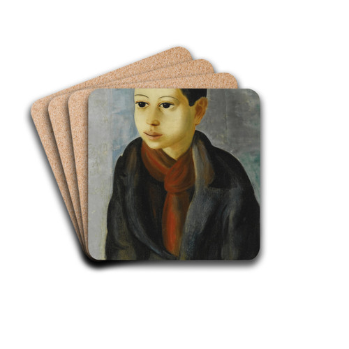 Portrait d'un jeune garon by Mose Kisling Drink Coasters - set of 4