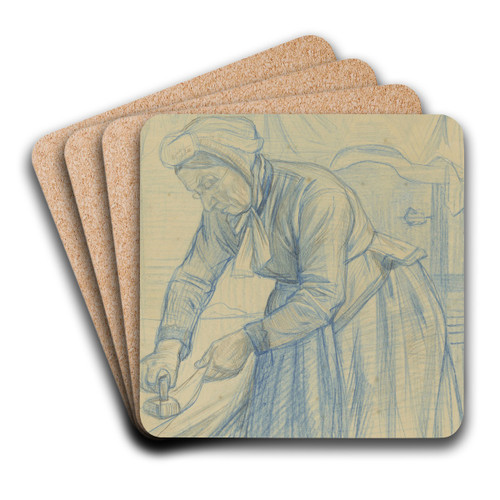 Strijkende vrouw by Jan Veth Art Drink Coaster set