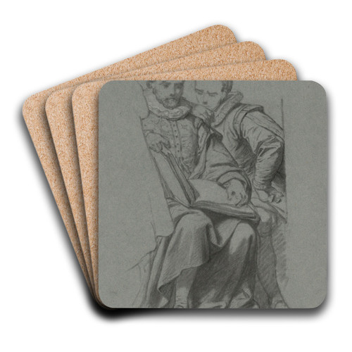The Painters Gillis Mostaert I and Hironymus Francken I by Nicaise De Keyser Art Drink Coaster set
