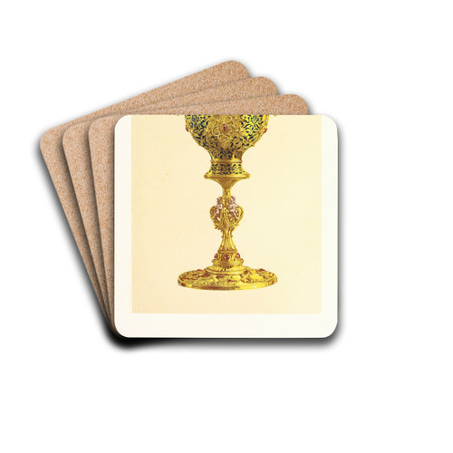 Vase or Hanap with Cover, in Silver Gilt, Enamelled and Set with Jewels by John Charles Robinson Drink Coasters - set of 4