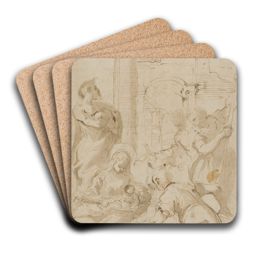 Adoration of the Shepherds by Carlo Bononi Art Drink Coaster set