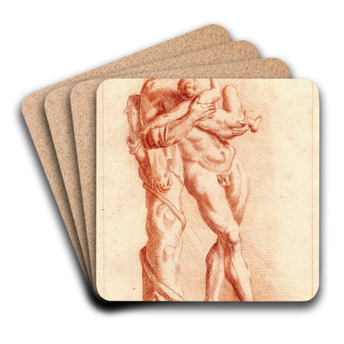 Beeld van Faunus met kind by Cornelis Pronk Art Drink Coaster set Beeld van Faunus met kind by Cornelis Pronk Art Drink Coaster set