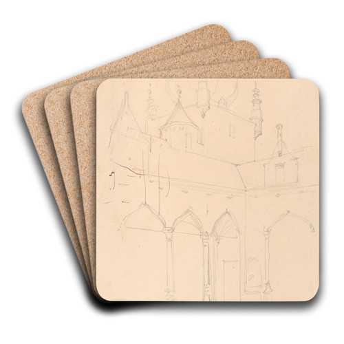 The Inner Court of the Castle of Cleydael at Aartselaar by Nicaise De Keyser Art Drink Coaster set The Inner Court of the Castle of Cleydael at Aartselaar by Nicaise De Keyser Art Drink Coaster set