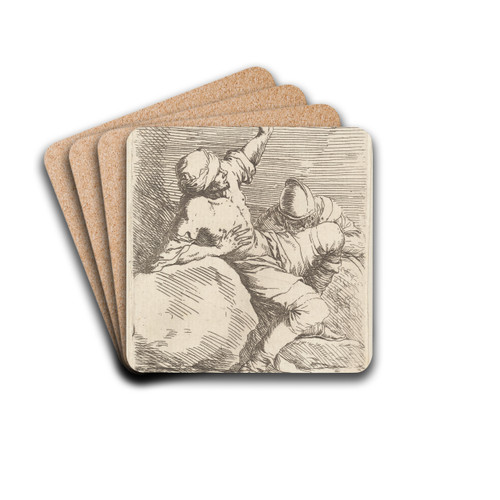Man, Pointing Upward, and Soldier in Repose by Salvator Rosa Drink Coasters - set of 4