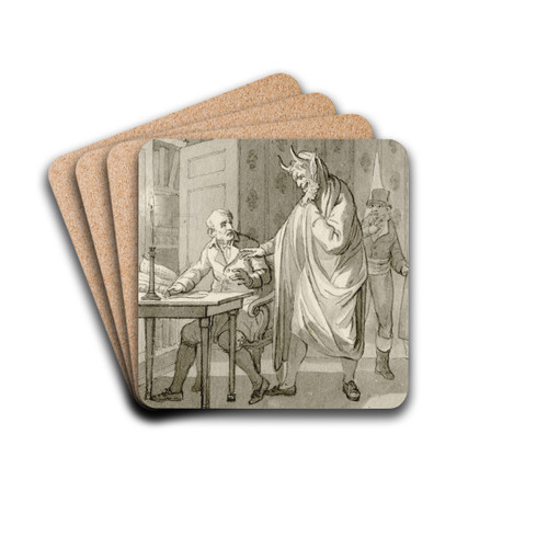 Duivel dwingt man (wellicht Faust) te ondertekenen by Reinier Vinkeles Drink Coasters - set of 4