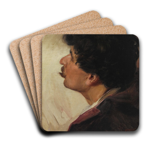 A portrait of a man in profile by Vclav Brok Art Drink Coaster set