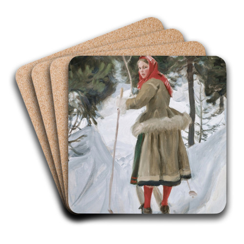 Girl from Mora by Anders Zorn Art Drink Coaster set