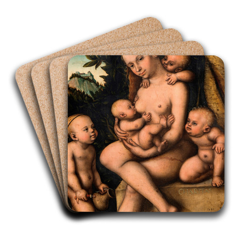 Caritas by Lucas Cranach the Elder Art Drink Coaster set Caritas by Lucas Cranach the Elder Art Drink Coaster set