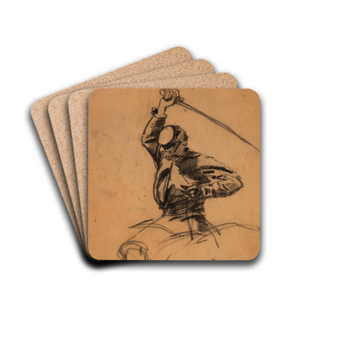 Cavalry Soldier with Sword on Horseback by Winslow Homer Drink Coasters - set of 4 Cavalry Soldier with Sword on Horseback by Winslow Homer Drink Coasters - set of 4