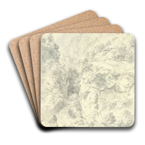 Mountainous Landscape by Andreas Achenbach Art Drink Coaster set
