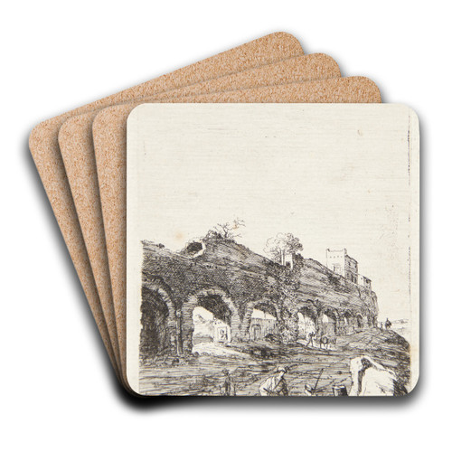 Ruinerne af akvdukten ved Mezza Via nr Rom by Bartholomeus Breenbergh Art Drink Coaster set