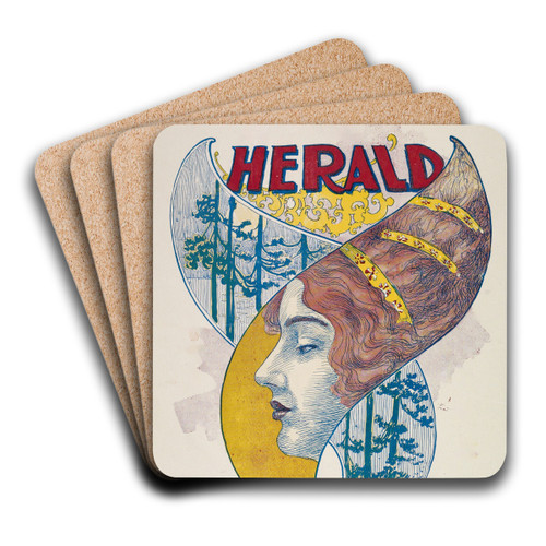 Herald- 1896 by Charles Wright Art Drink Coaster set