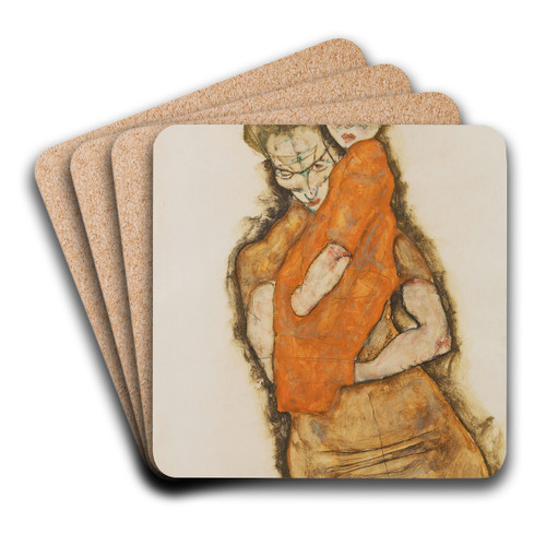 Mother and Child by Egon Schiele Art Drink Coaster set