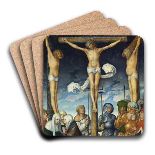 The Crucifixion by Lucas Cranach the Elder Art Drink Coaster set