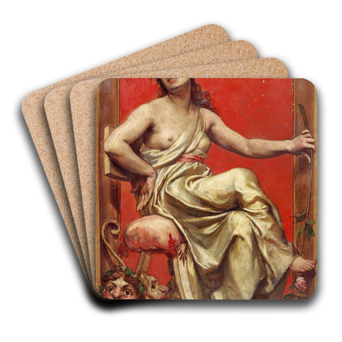 Portrait de Julia Bartet (1854-1941), en allgorie de la Comdie. by Joseph Blanc Art Drink Coaster set Portrait de Julia Bartet (1854-1941), en allgorie de la Comdie. by Joseph Blanc Art Drink Coaster set