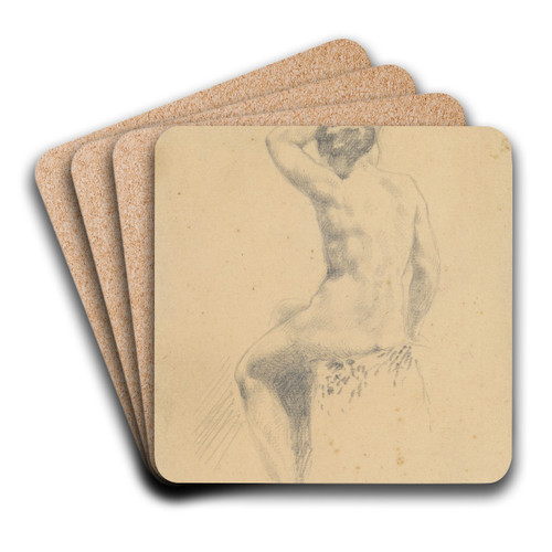 Female Nude Seen from theRear by Eugne Delacroix Art Drink Coaster set