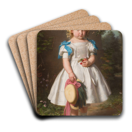 Portrait of five-year-old Eva Maria von Richthofen by Eduard Geselschap Art Drink Coaster set Portrait of five-year-old Eva Maria von Richthofen by Eduard Geselschap Art Drink Coaster set