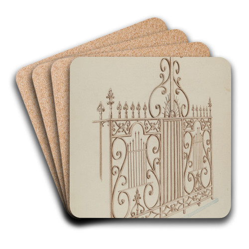Iron Gate and Fence by Lucien Verbeke Art Drink Coaster set Iron Gate and Fence by Lucien Verbeke Art Drink Coaster set