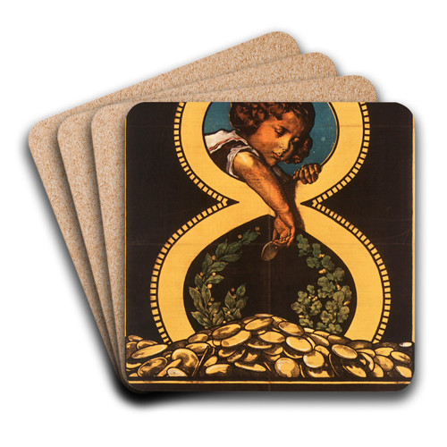 Zeichnet 8 Kriegsanleihe. Wiener Kommerzial-Bank by Alfred Offner Art Drink Coaster set